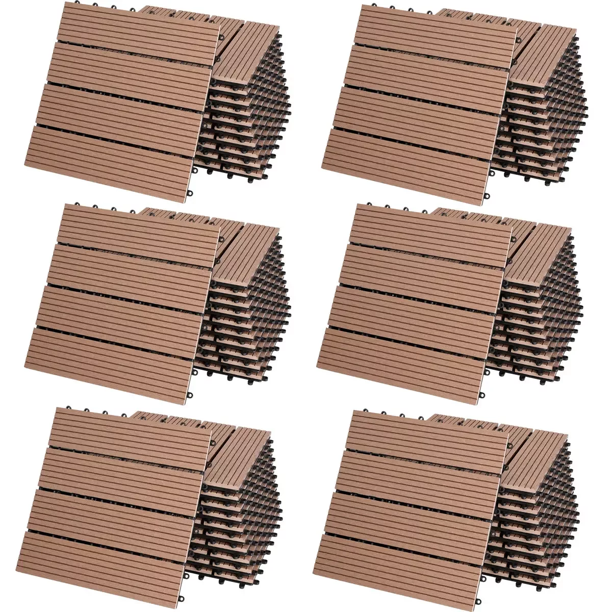 Casaria Holzfliesen 66x Klassik Terrakotta, Terrassenfliesen günstig online kaufen