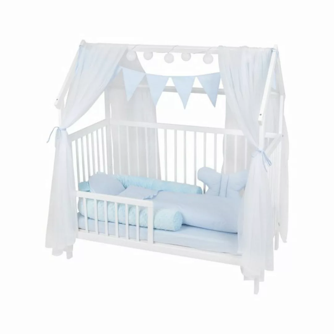 Babyhafen Hausbett Babybett ROYAL Blau 60x120 Matratze Komplettbett Minky B günstig online kaufen