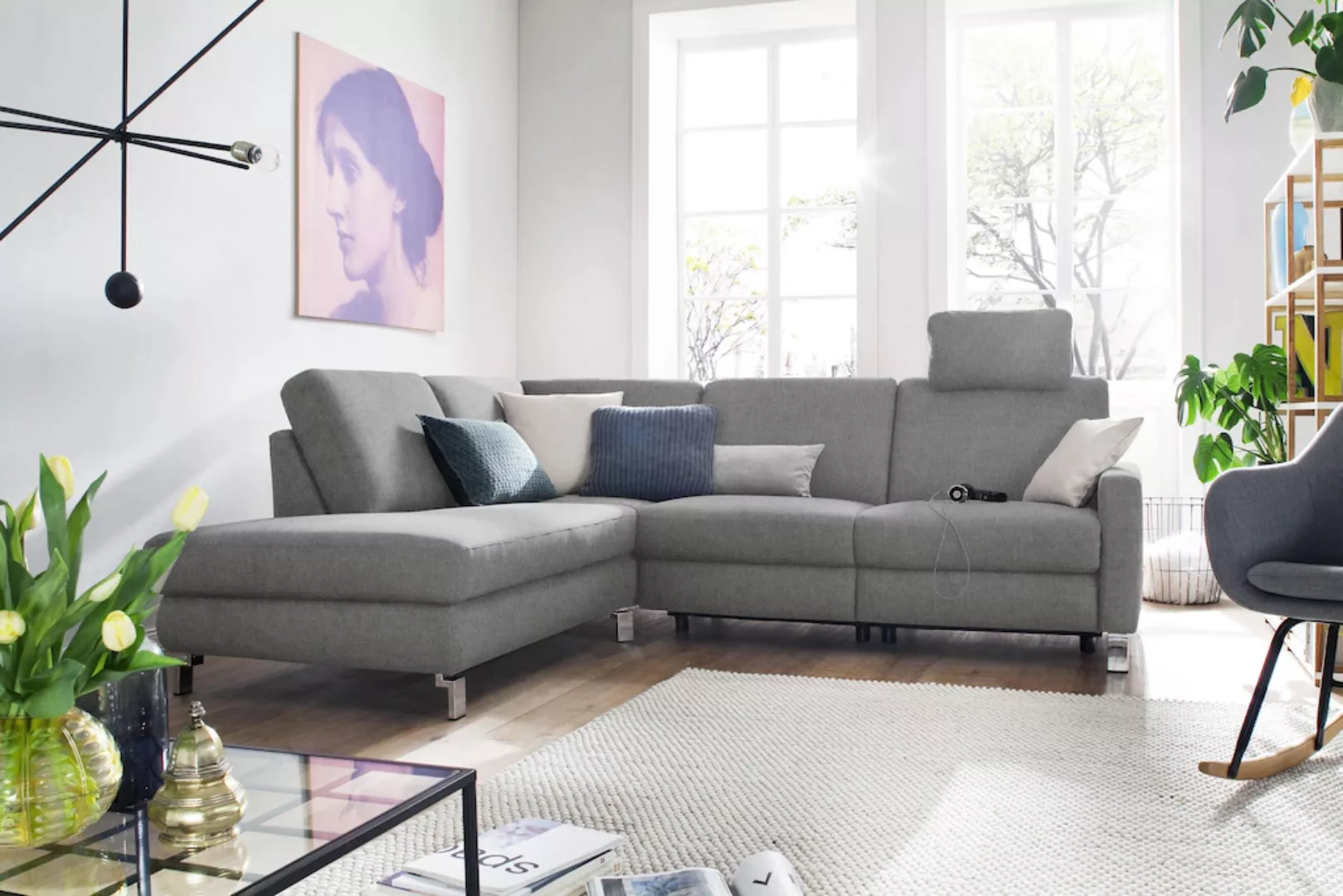 3C Candy Ecksofa "Mainau modern und elegant, mit gutem Sitzkomfort, L-Form" günstig online kaufen