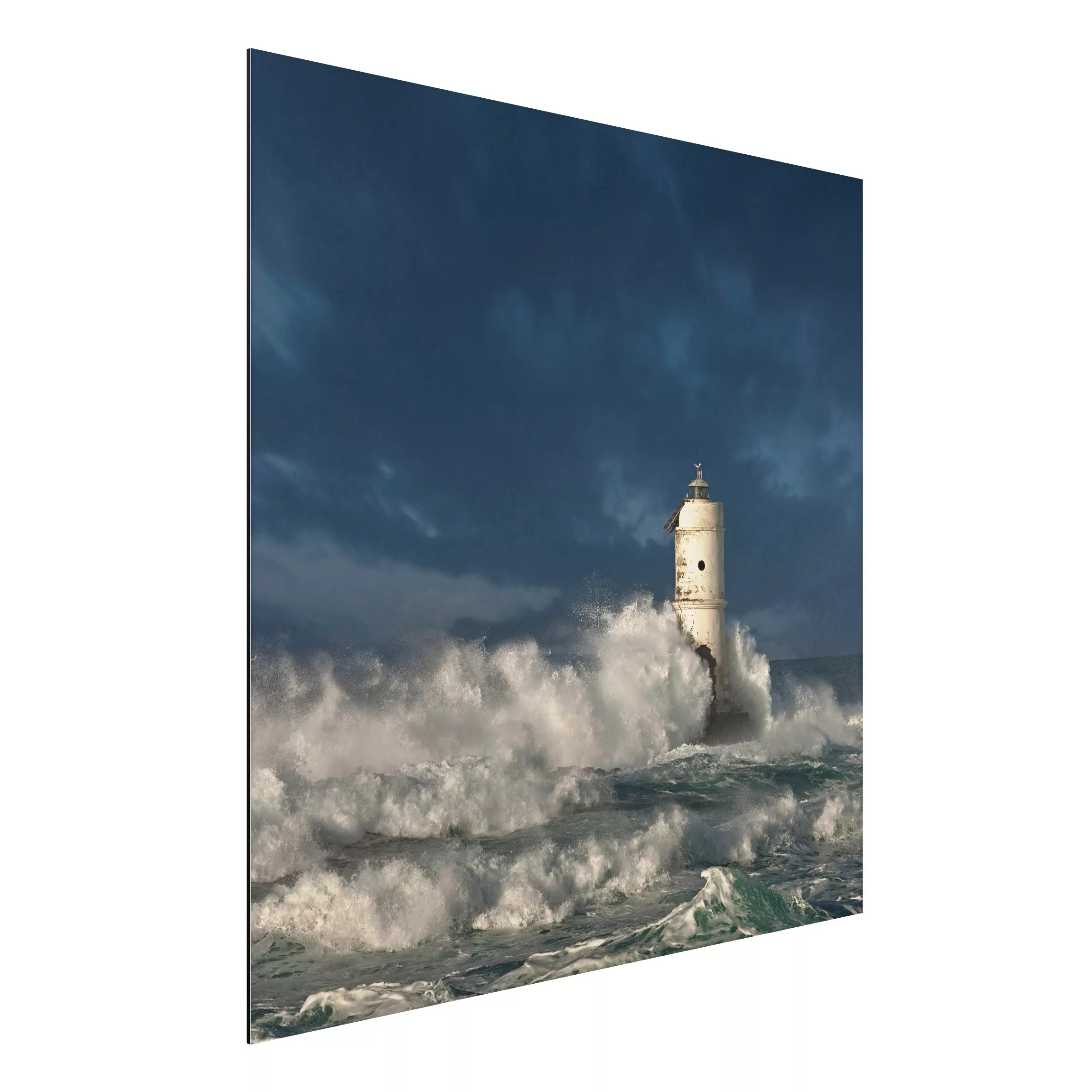 Alu-Dibond Bild Natur & Landschaft - Quadrat Leuchtturm auf Sardinien günstig online kaufen
