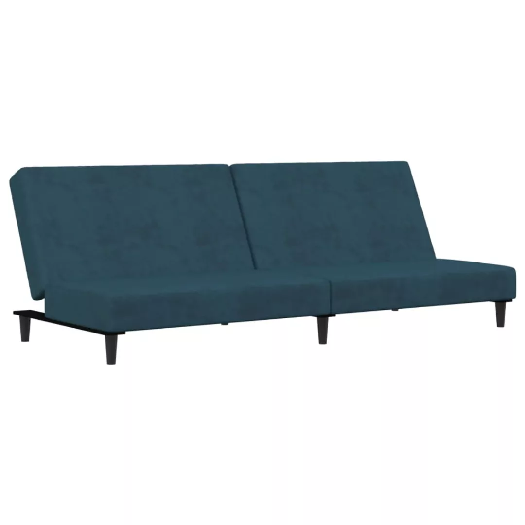 Schlafsofa 2-sitzer Blau Samt günstig online kaufen