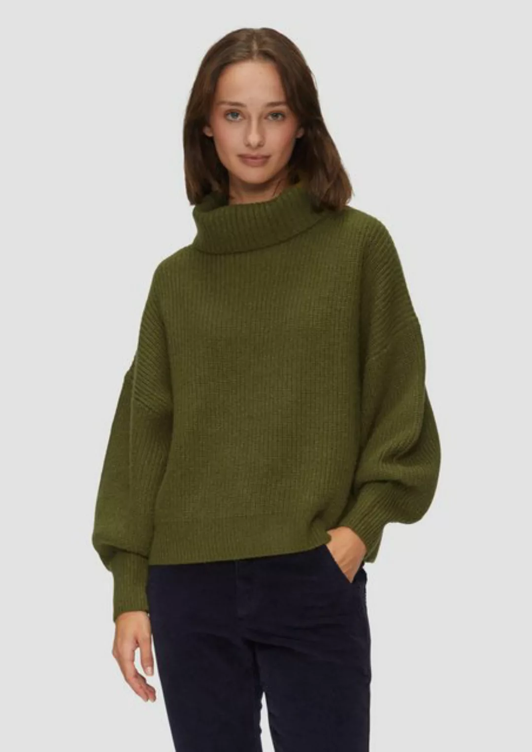 s.Oliver Strickpullover Oversized Rollkragenpullover mit weiten Ärmeln Ripp günstig online kaufen