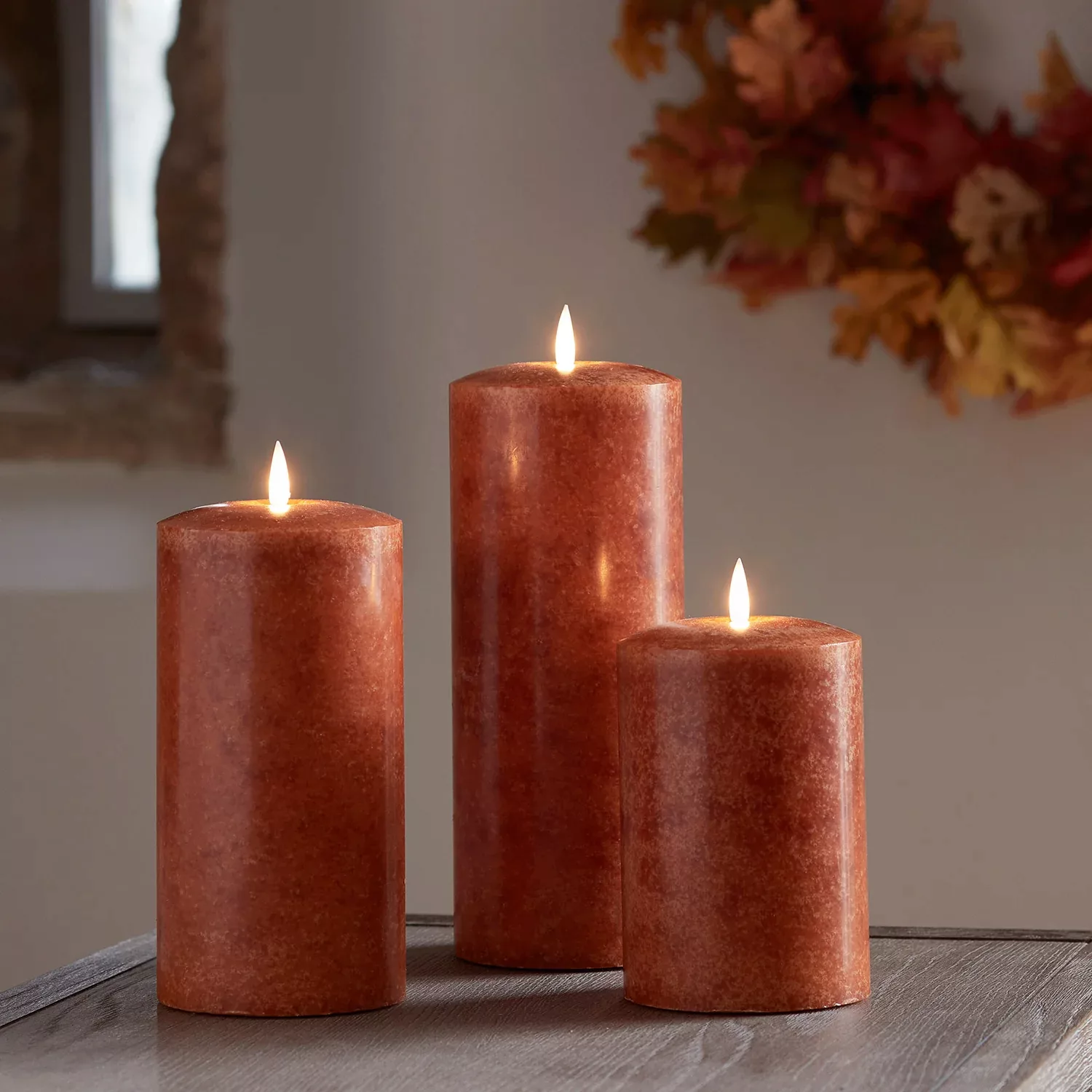 TruGlow® LED Kerzen Trio orange breit mit Fernbedienung günstig online kaufen
