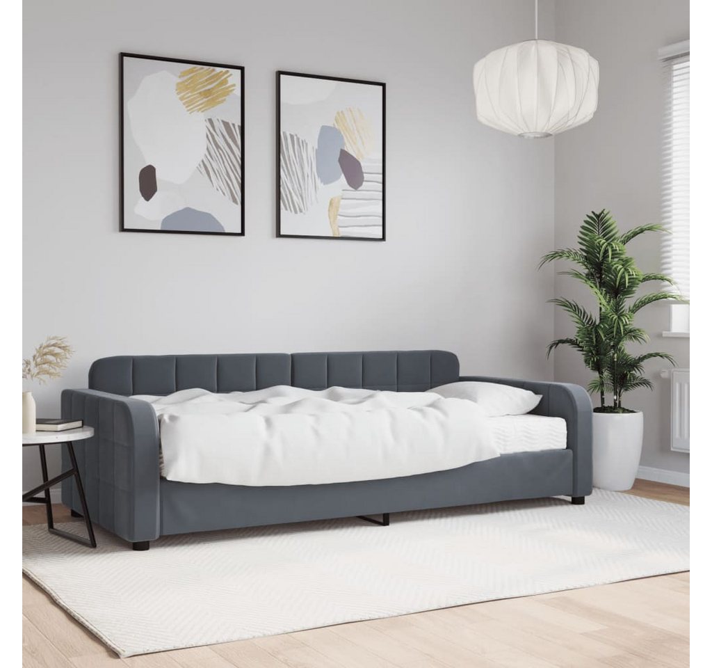 vidaXL Bett, Tagesbett mit Matratze Dunkelgrau 90x200 cm Samt günstig online kaufen