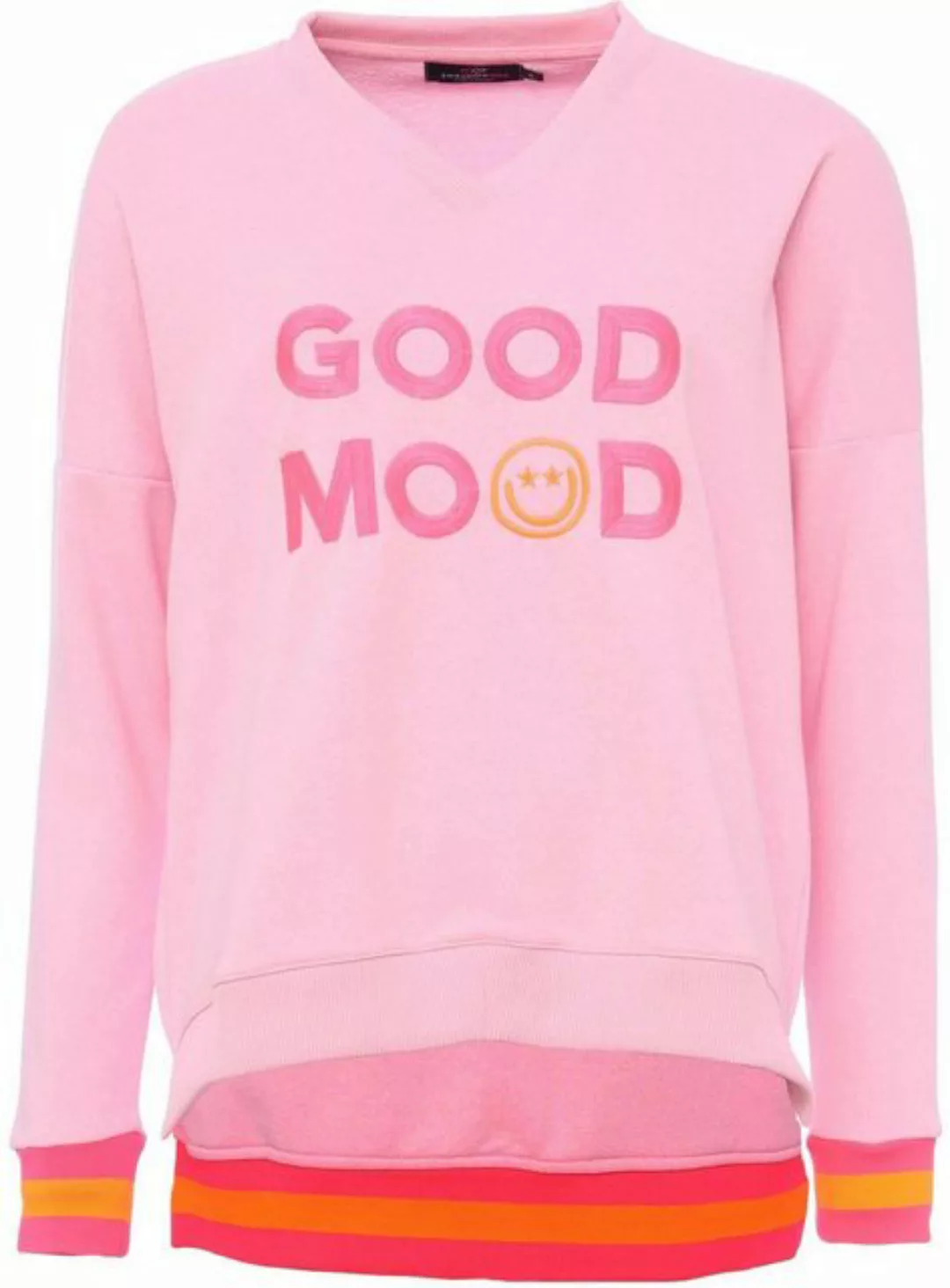 Zwillingsherz Sweatshirt Dana mit "Good Mood"-Schriftzug und neonfarbenen B günstig online kaufen