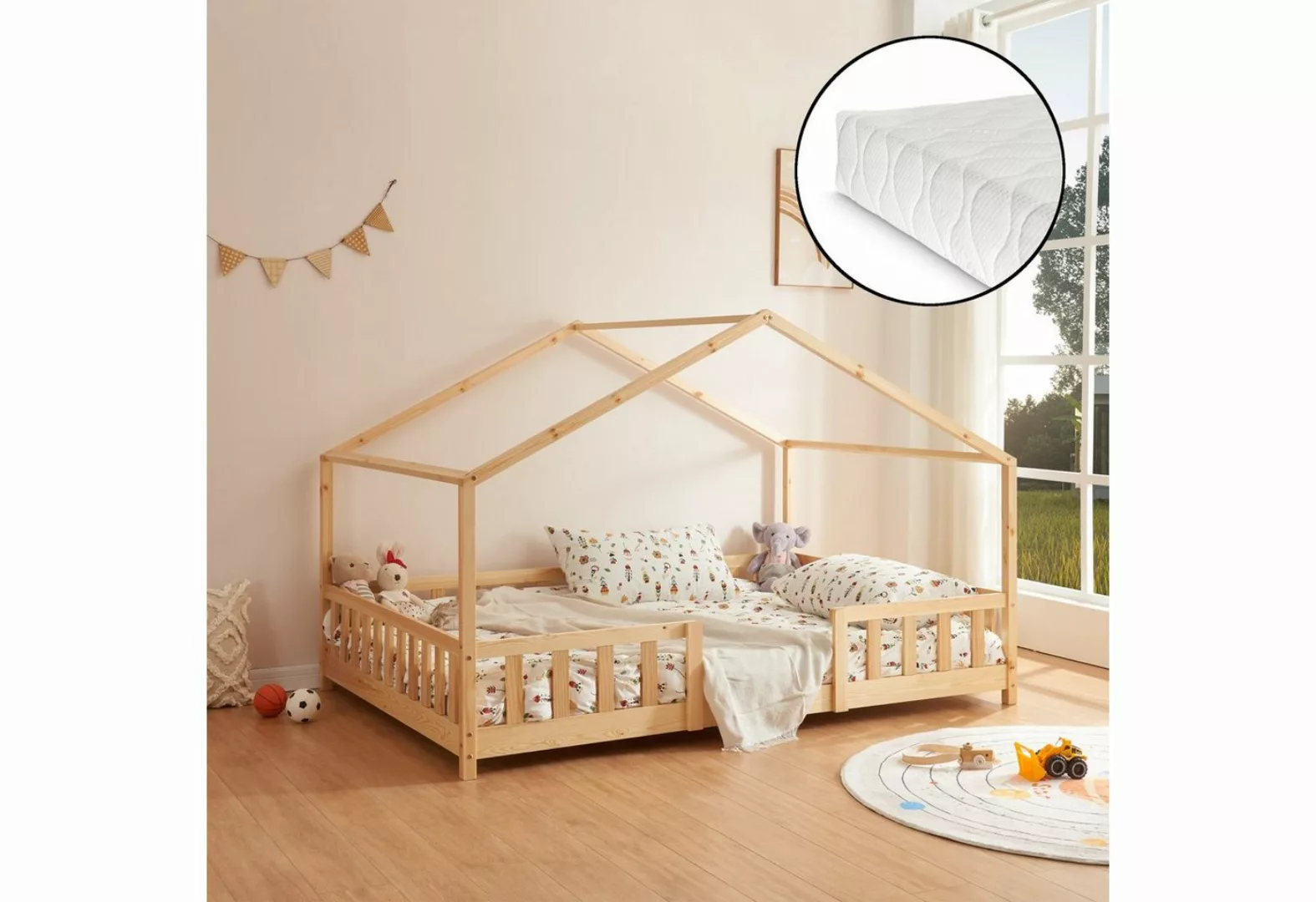 en.casa Kinderbett (Bett und Matratzen), »Treviolo« Hausbett mit Matratze H günstig online kaufen