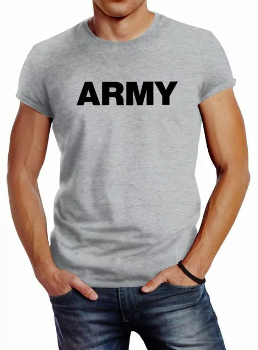 Neverless Print-Shirt cooles Herren T-Shirt Aufdruck Army Print Fashion Str günstig online kaufen