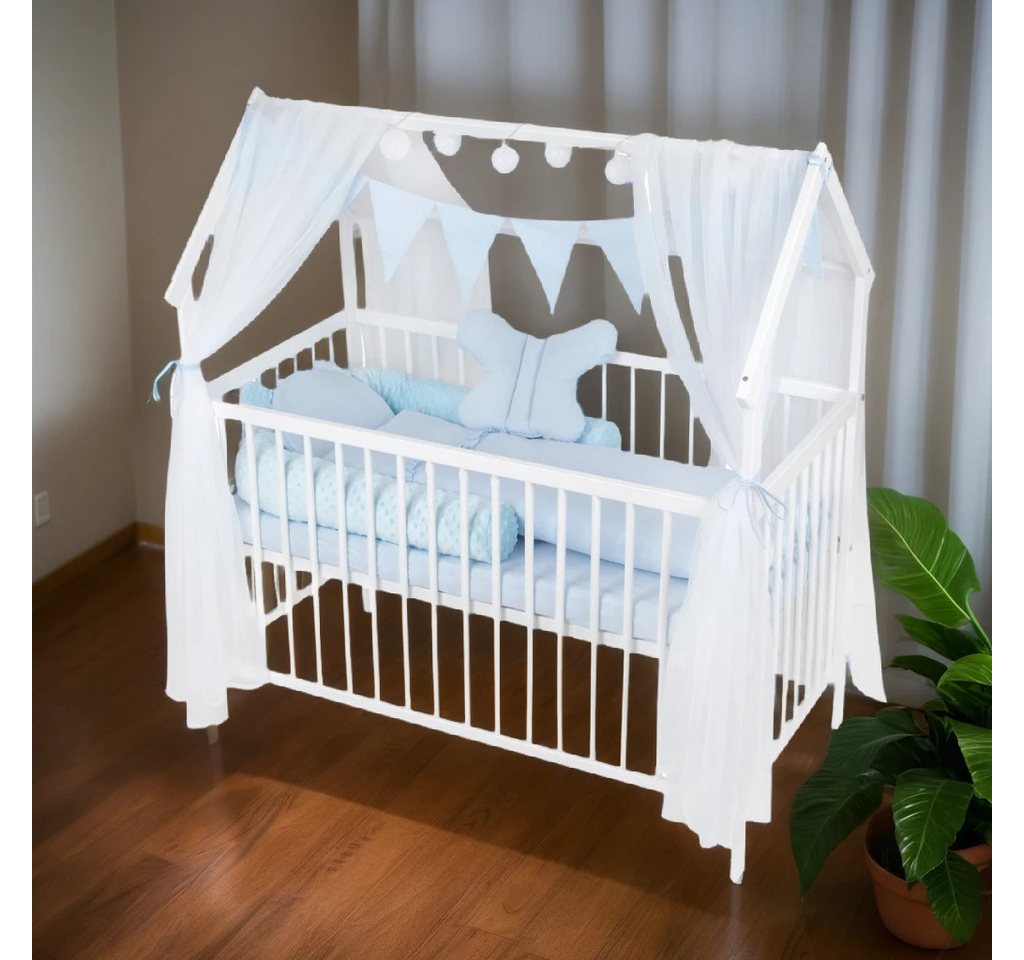 Babyhafen Babybett ROYAL Blau 60x120 Matratze Komplettbett Minky Bettset Ha günstig online kaufen