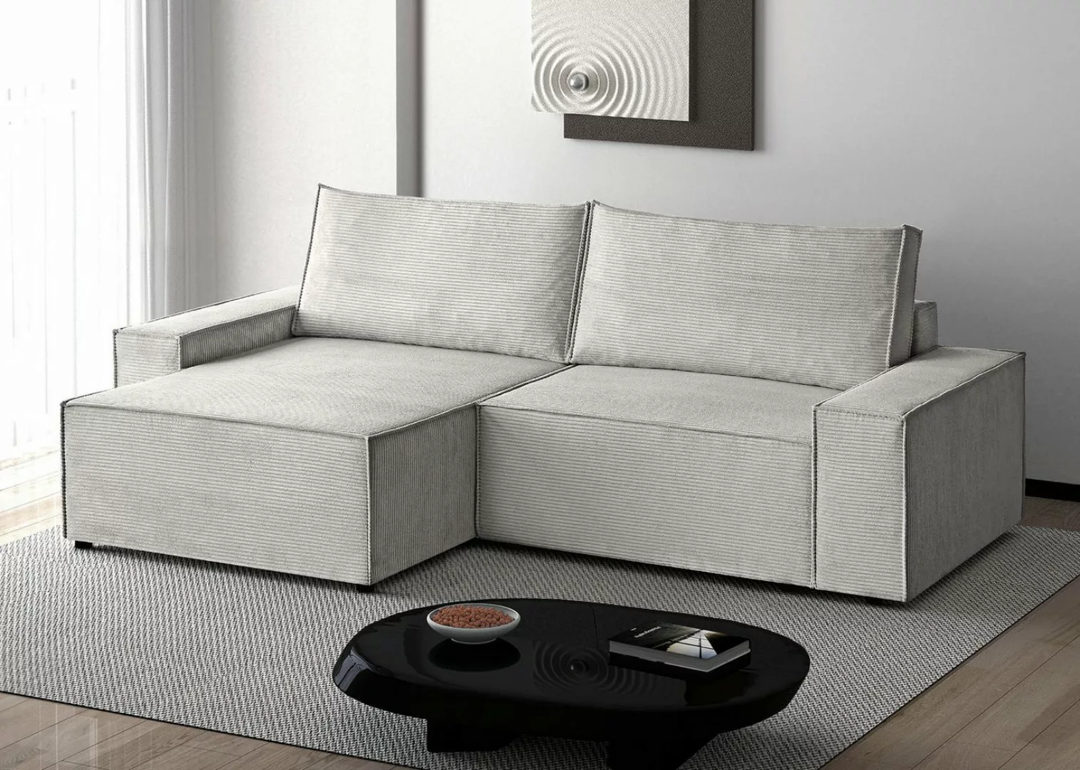 Beautysofa Ecksofa komfortable Zimmerecke San Remo mit gestreiftem Stoff, D günstig online kaufen