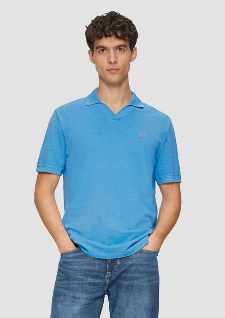 s.Oliver Kurzarmshirt Poloshirt aus Piqué mit Garment Dye Rippblende günstig online kaufen