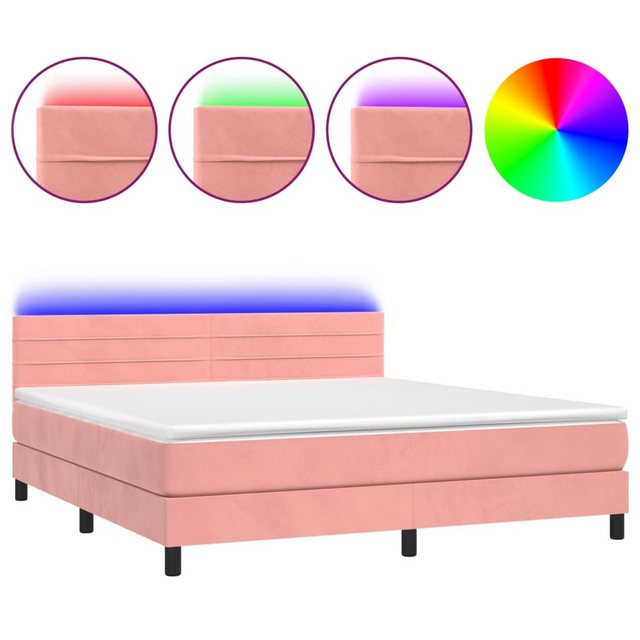 vidaXL Boxspringbett Bett Boxspringbett mit Matratze & LED Samt (180 x 200 günstig online kaufen