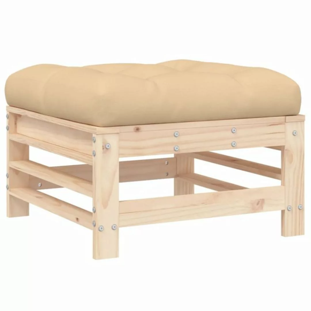 vidaXL Sofaelement Gartenhocker mit Kissen Massivholz Kiefer (1 St) günstig online kaufen