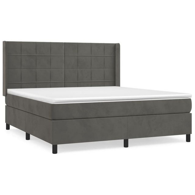 vidaXL Bettgestell Boxspringbett mit Matratze Dunkelgrau 160x200 cm Samt Be günstig online kaufen