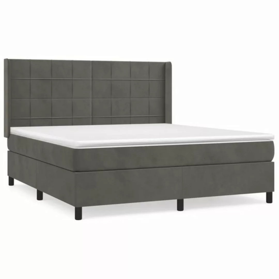 vidaXL Boxspringbett Boxspringbett mit Matratze Dunkelgrau 180x200 cm Samt günstig online kaufen