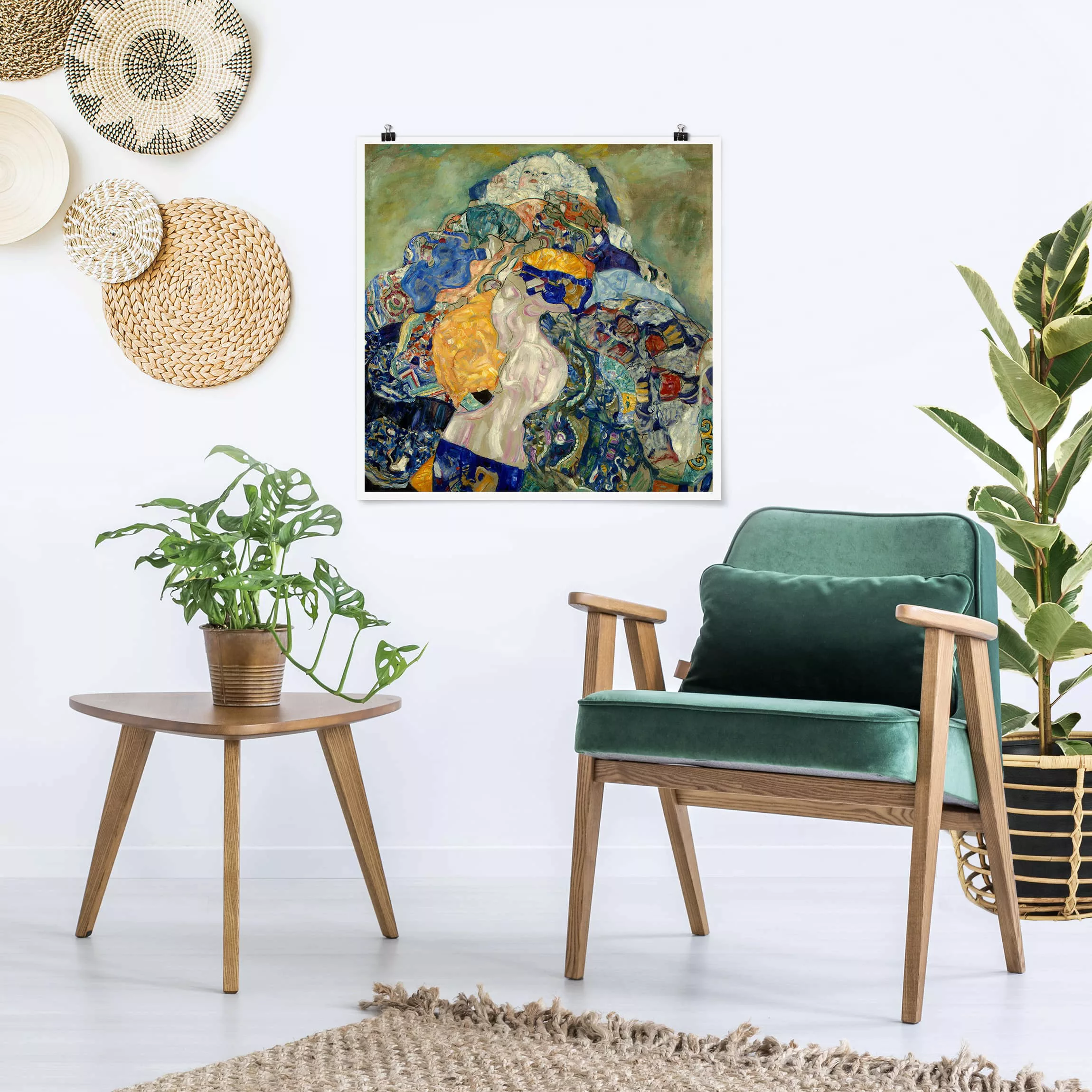 Poster Kunstdruck - Quadrat Gustav Klimt - Baby (Wiege) günstig online kaufen