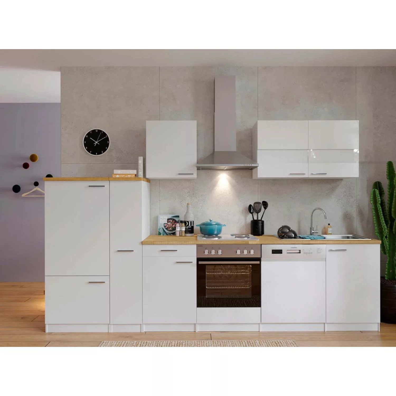 Respekta Küchenzeile KB310WW 310 cm Weiß günstig online kaufen
