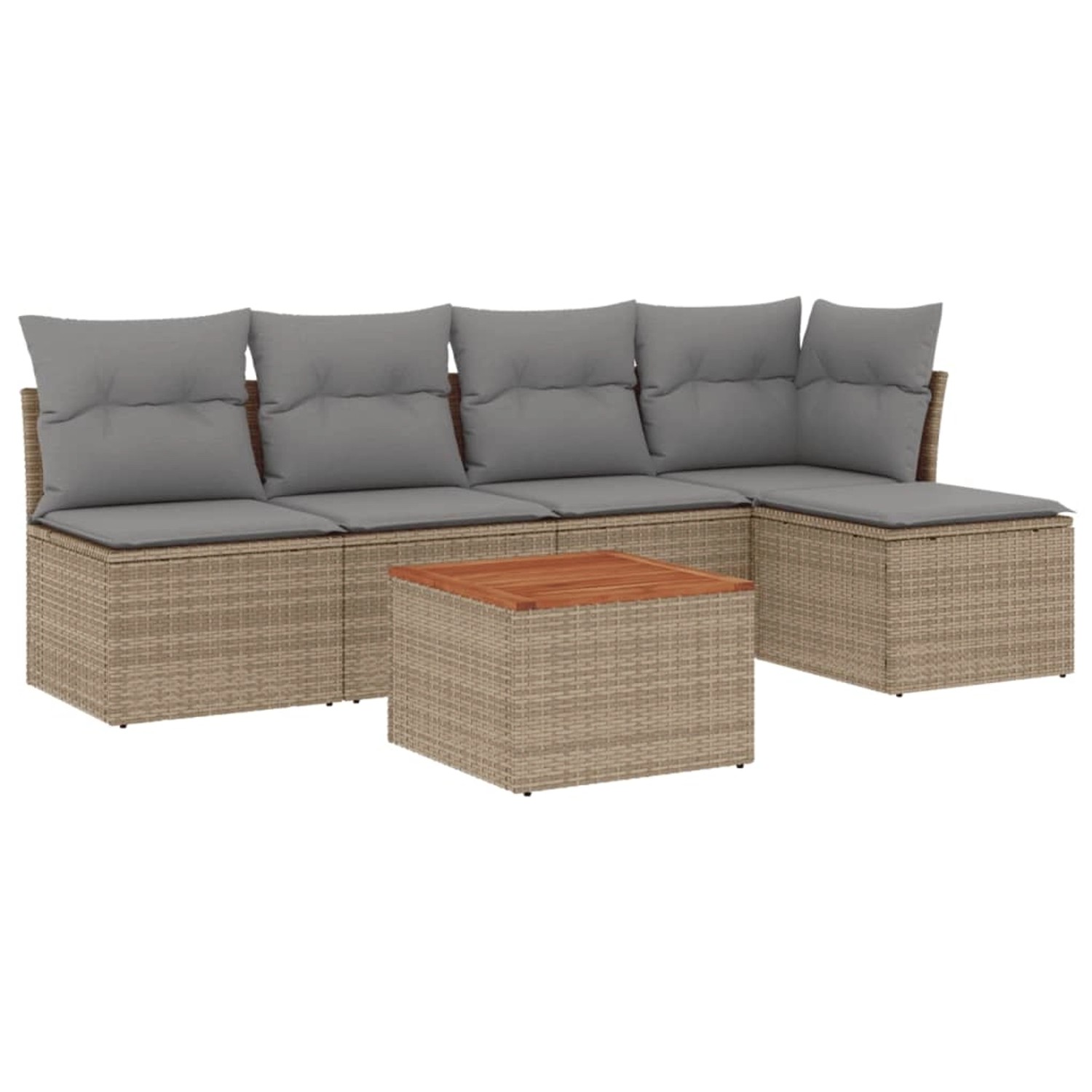 vidaXL 6-Tlg Garten-Sofagarnitur mit Kissen Beige Poly Rattan 3223602 günstig online kaufen