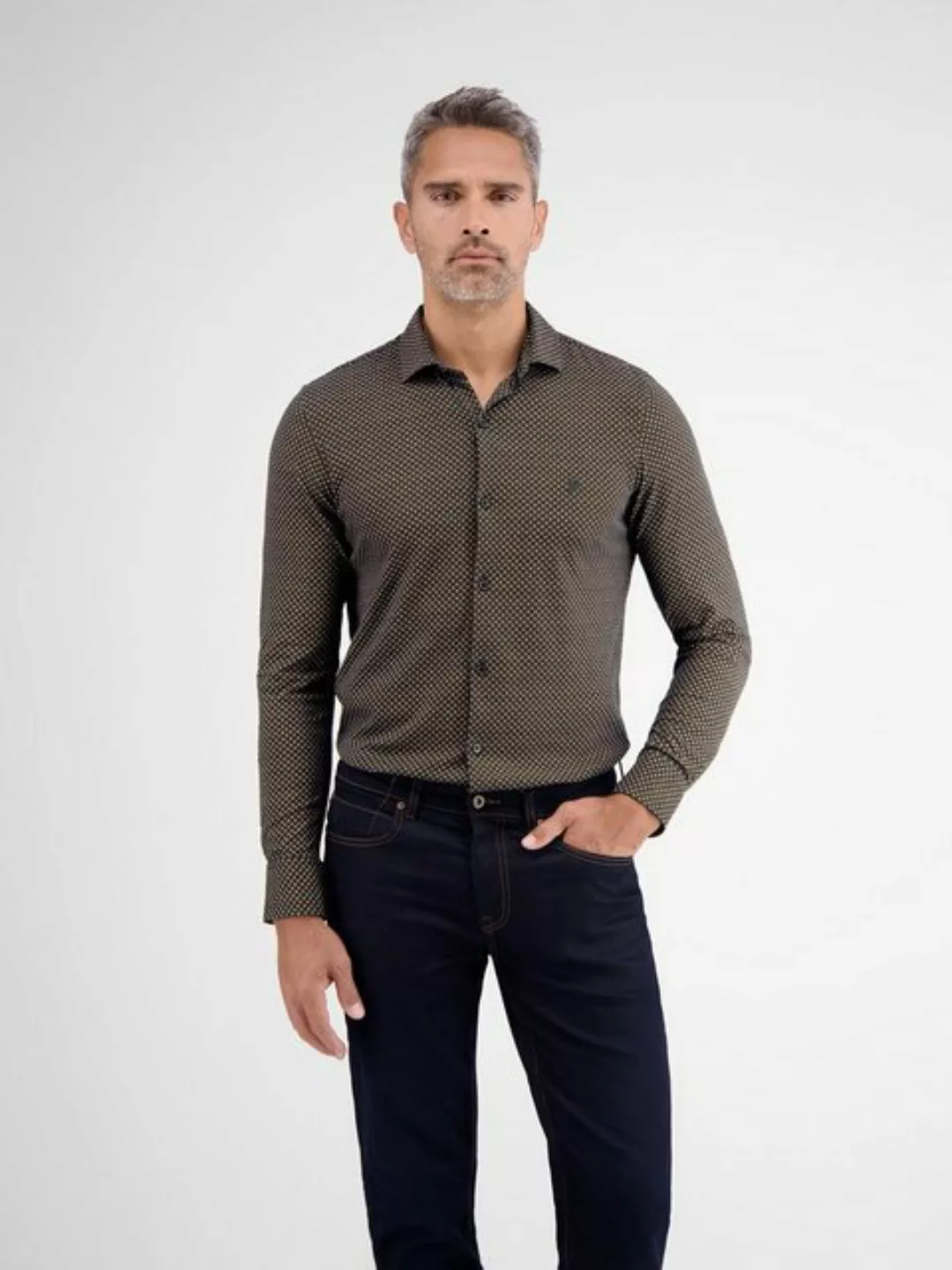 LERROS Langarmhemd "LERROS Jerseyhemd mit uninahem AOP" günstig online kaufen