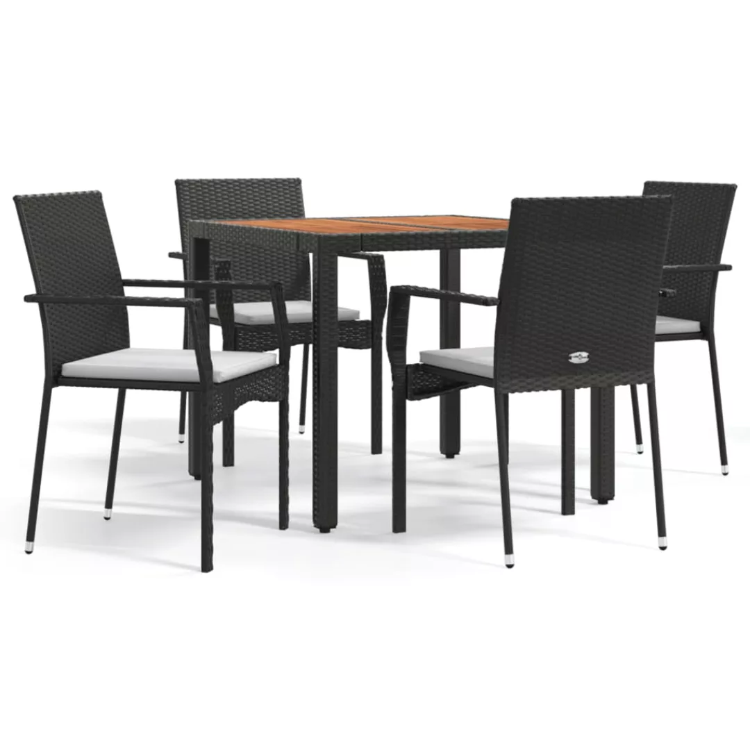 Vidaxl 5-tlg. Garten-essgruppe Mit Kissen Schwarz Poly Rattan günstig online kaufen