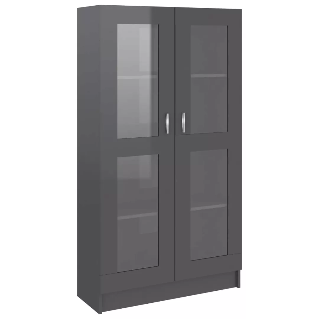 Vitrinenschrank Hochglanz-grau 82,5x30,5x150 Cm Spanplatte günstig online kaufen