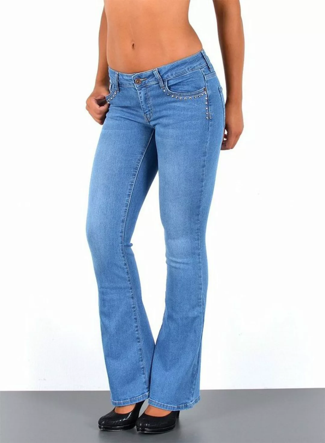 ESRA Bootcut-Jeans B400 Damen Bootcut Jeans Low Waist, bis Plussize Große G günstig online kaufen
