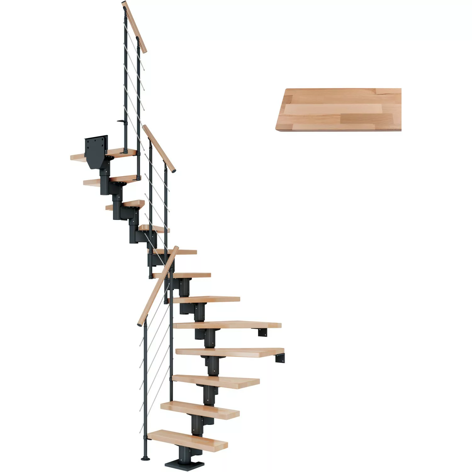 Dolle Mittelholmtreppe Dublin Buche Anthrazit GH bis 292 cm 1/2 Gewendelt 7 günstig online kaufen