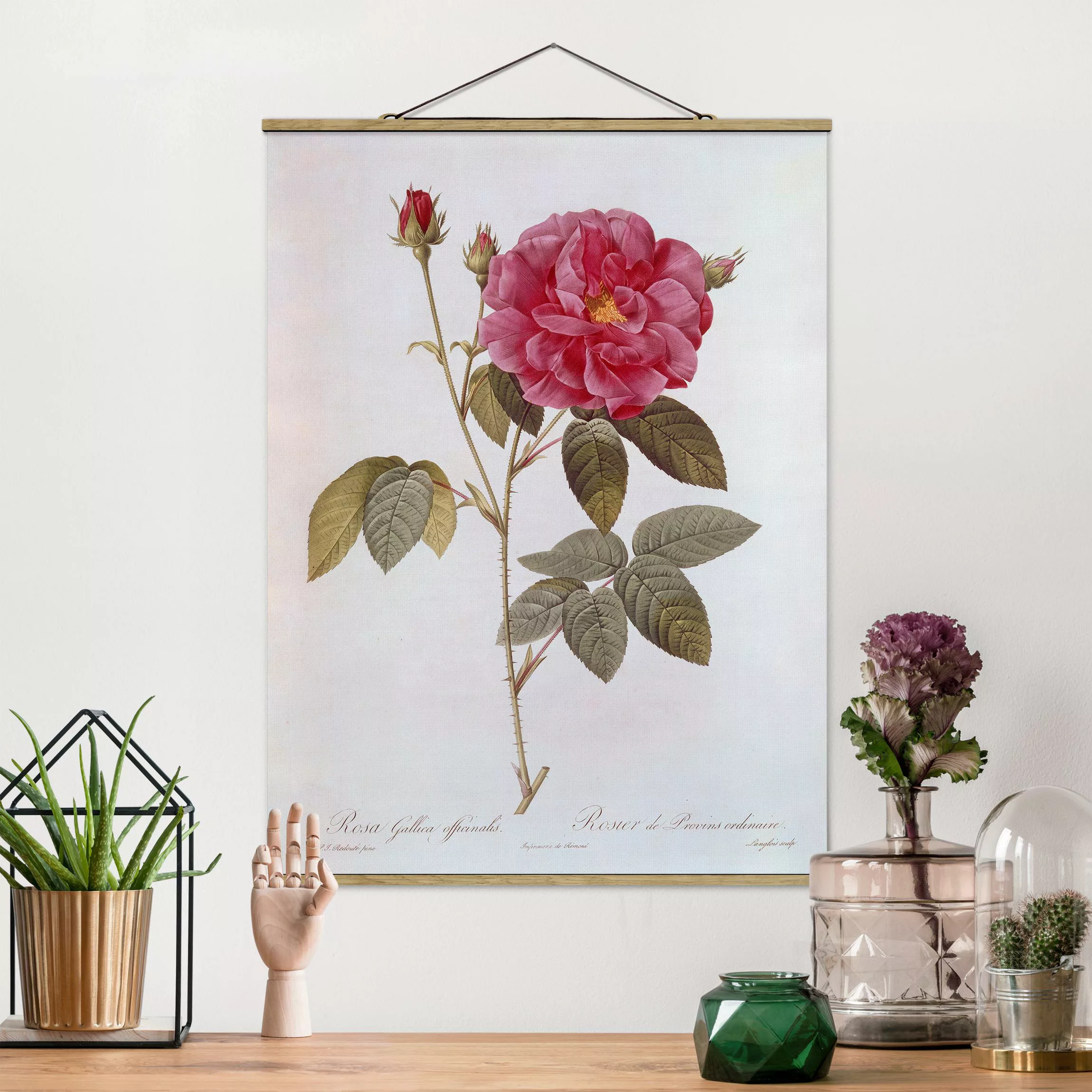 Stoffbild Blumen mit Posterleisten - Hochformat Pierre Joseph Redouté - Apo günstig online kaufen
