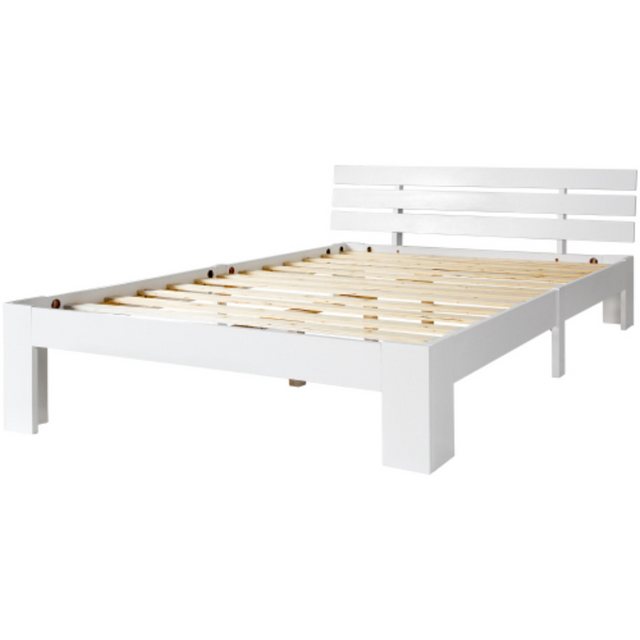 Totnz Bettgestell Holzbett Doppelbett mit Kopfteil 200 x 140 cm,Natürlich, günstig online kaufen