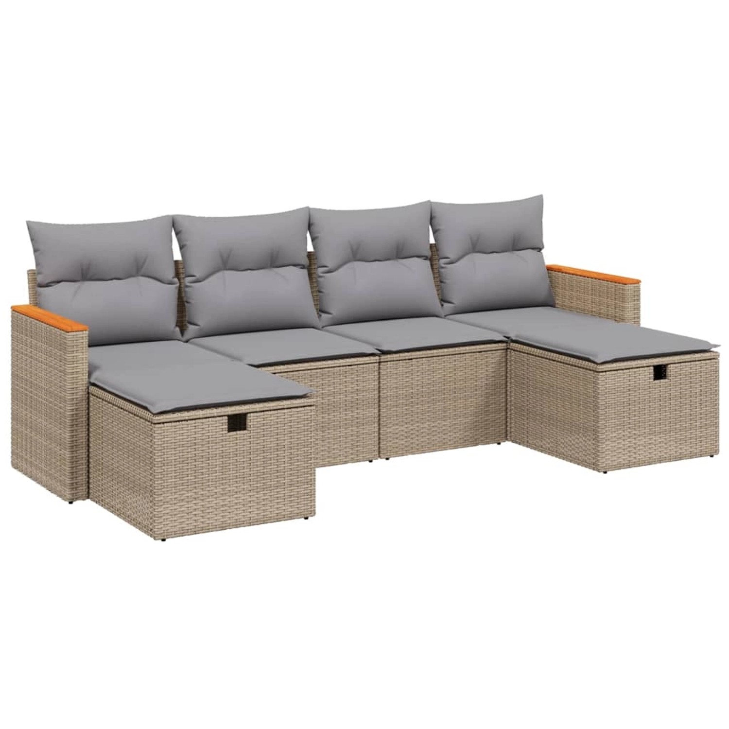 vidaXL 6-tlg Garten-Sofagarnitur mit Kissen Beige Poly Rattan Modell 166 günstig online kaufen