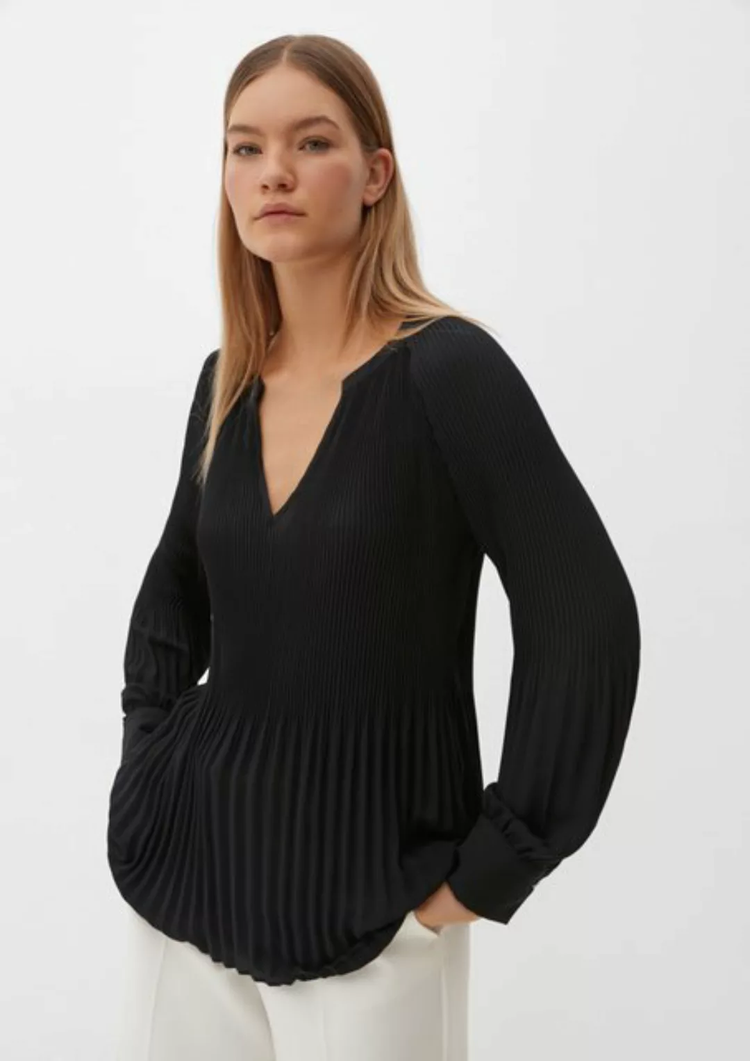 s.Oliver BLACK LABEL Langarmbluse Bluse mit Plissée-Struktur günstig online kaufen