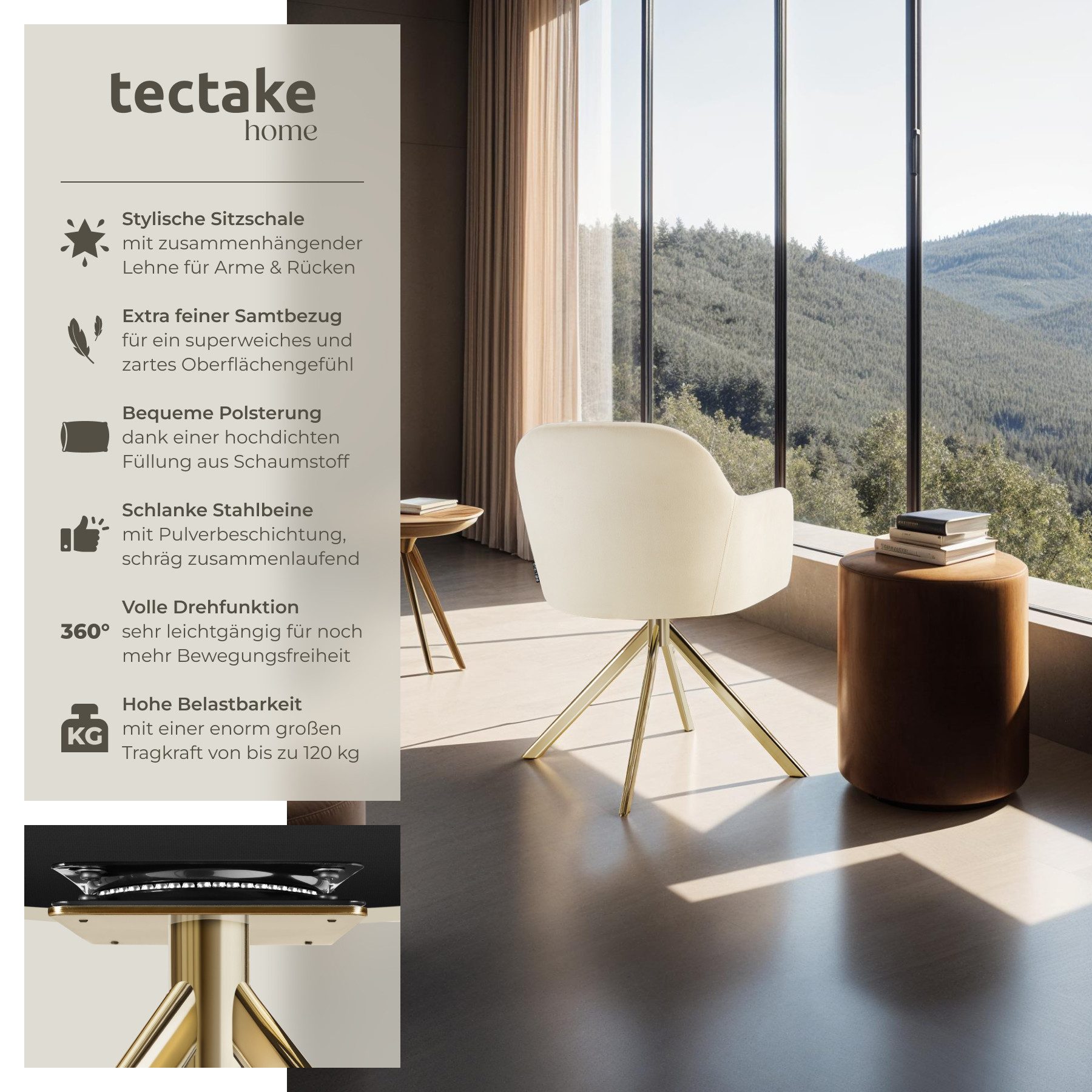 tectake Esszimmerstuhl Samt-Drehstuhl (Set., 6 St), günstig online kaufen
