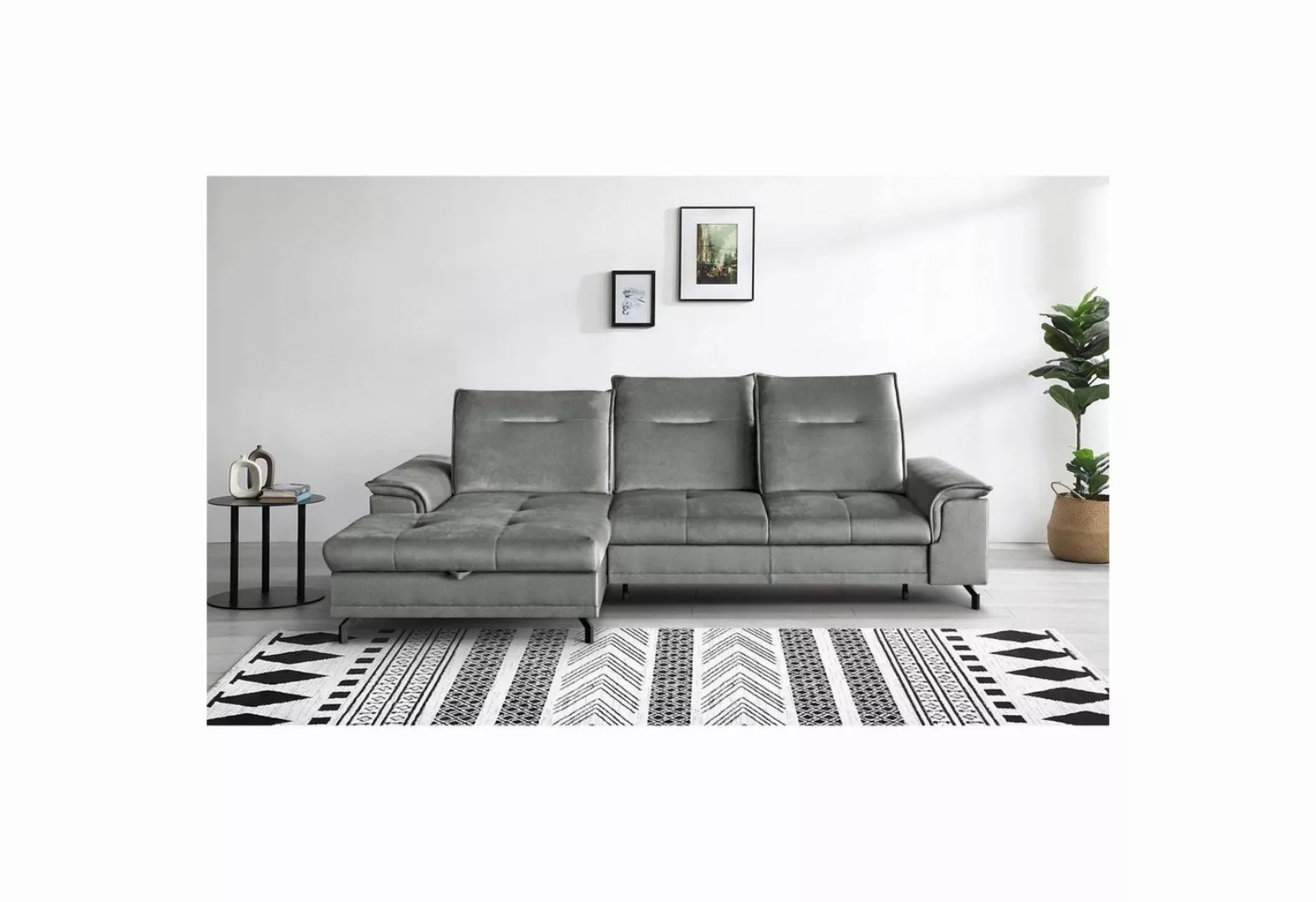 Beautysofa Ecksofa Bruno mini, moderne Ecke mit verstellbaren Kopfstützen, günstig online kaufen