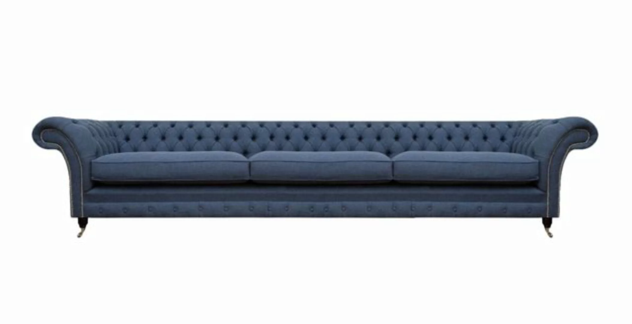JVmoebel Chesterfield-Sofa Sitz Möbel Sofa Couch Dreisitze Textil Blau Desi günstig online kaufen
