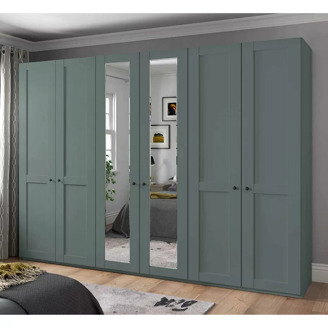 Landhaus XL Kleiderschrank modern in Graugrün 300 cm breit günstig online kaufen