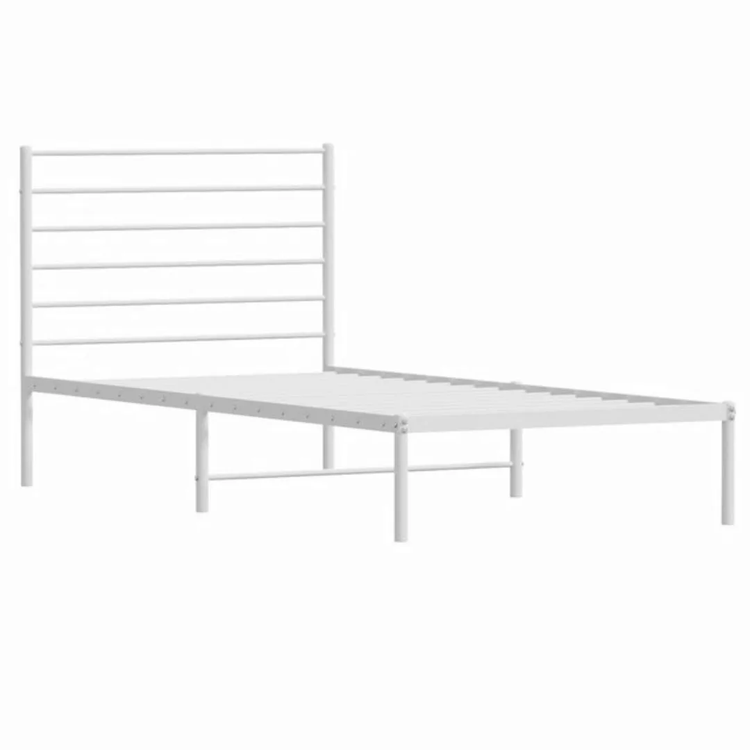 vidaXL Bettgestell Bettrahmen mit Kopfteil Metall Weiß 90x190 cm Bett Bettg günstig online kaufen