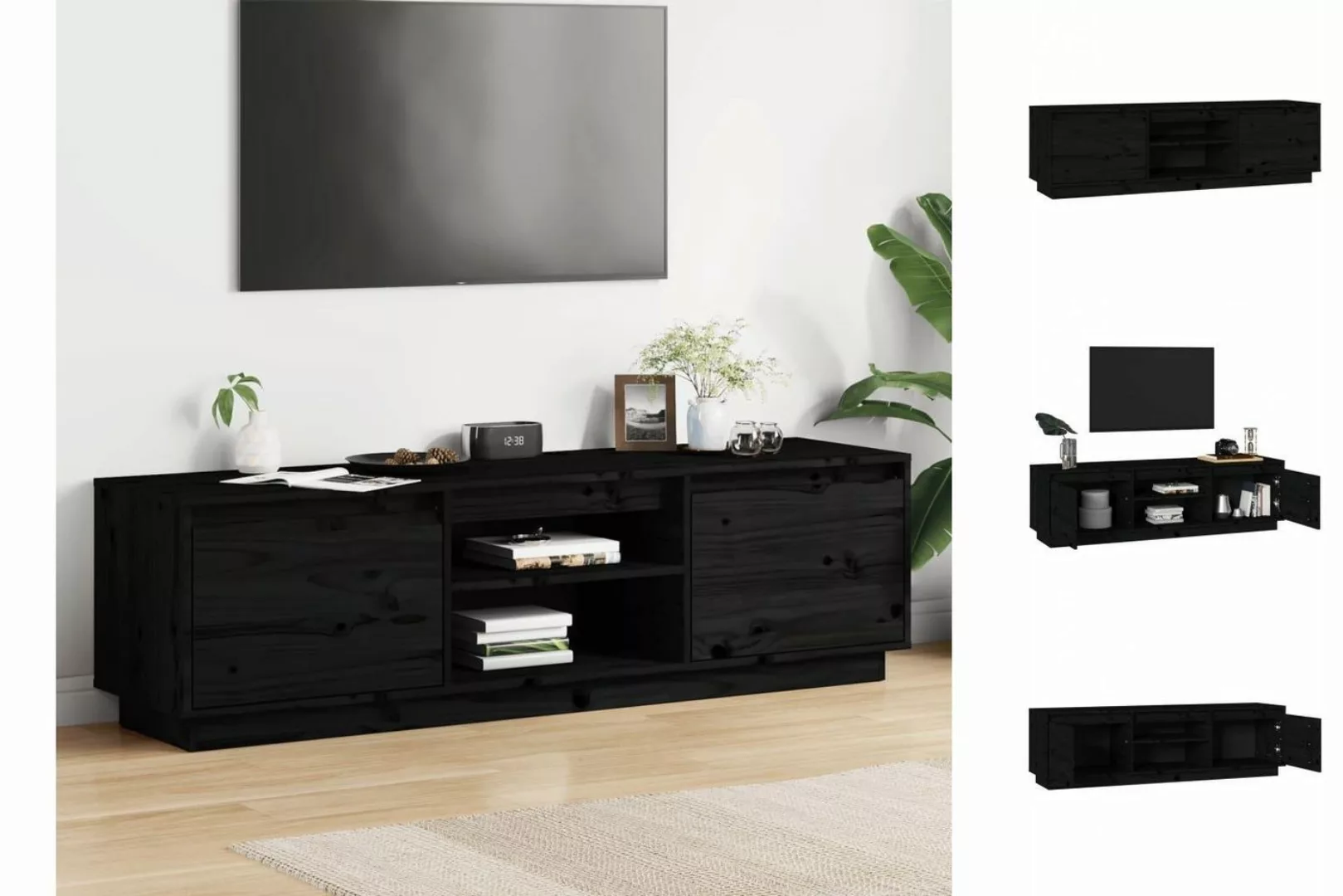 vidaXL TV-Schrank TV-Schrank Schwarz 140x35x40 cm Massivholz Kiefer günstig online kaufen