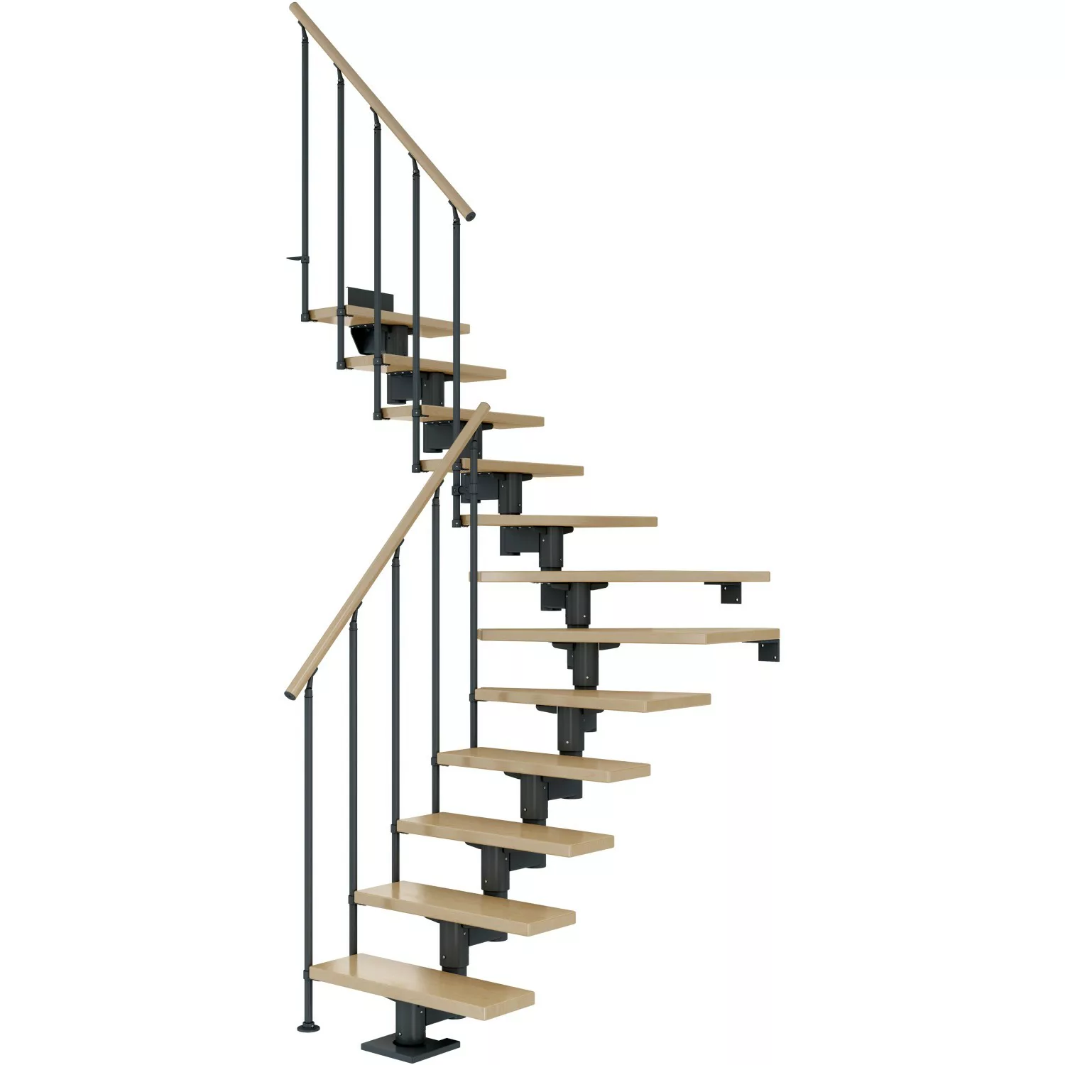 Dolle Mittelholmtreppe Cork Eiche Anthrazit GH b. 270cm 1/4 Gewendelt 75 cm günstig online kaufen