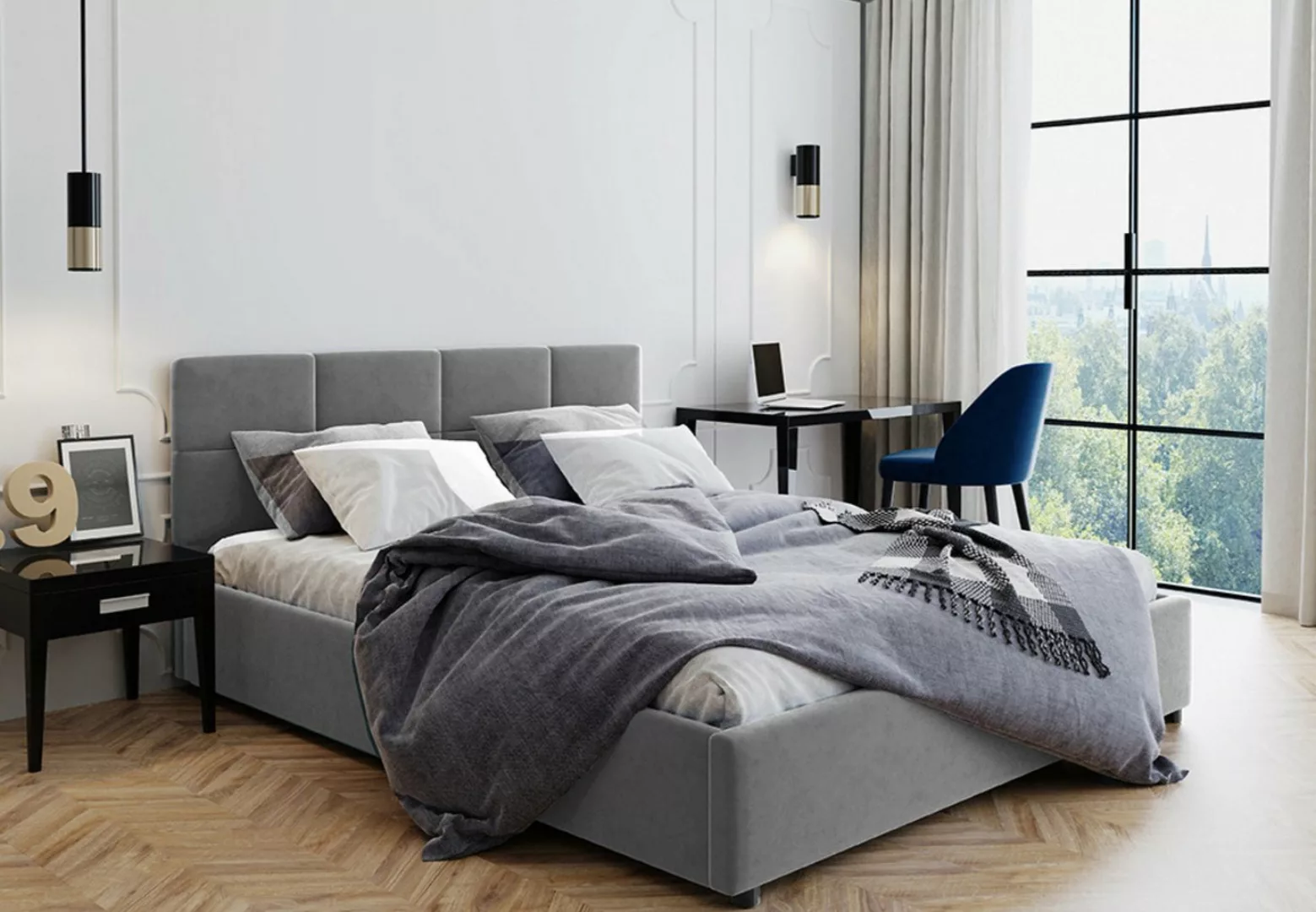 Home Collective Polsterbett 160x200 cm mit Stauraum & Lattenrost aus Metall günstig online kaufen