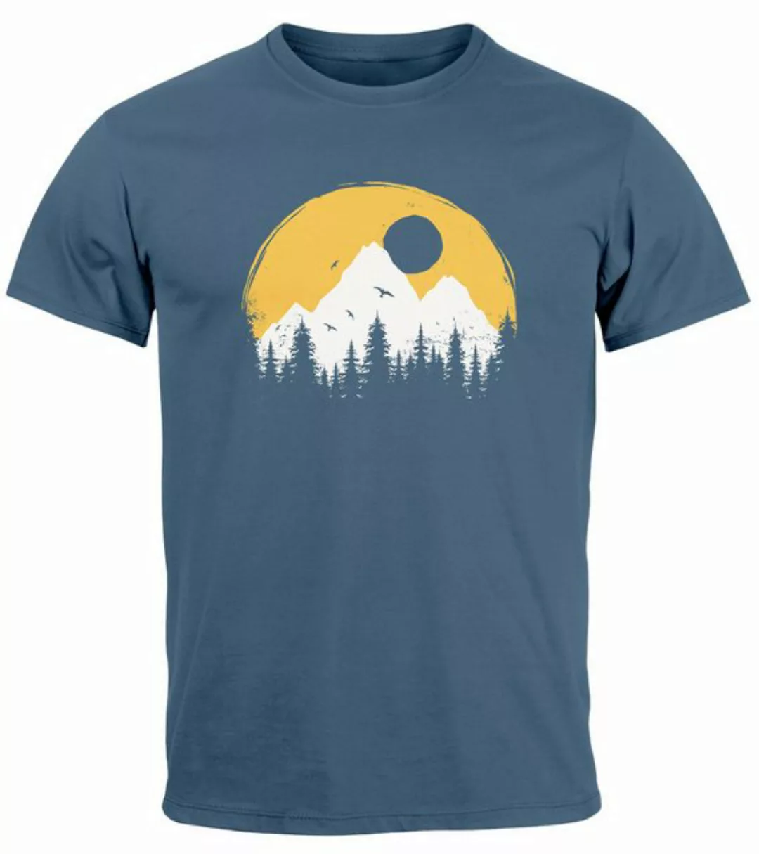Neverless Print-Shirt Herren T-Shirt Outdoor Print Natural Badge Logo Wande günstig online kaufen
