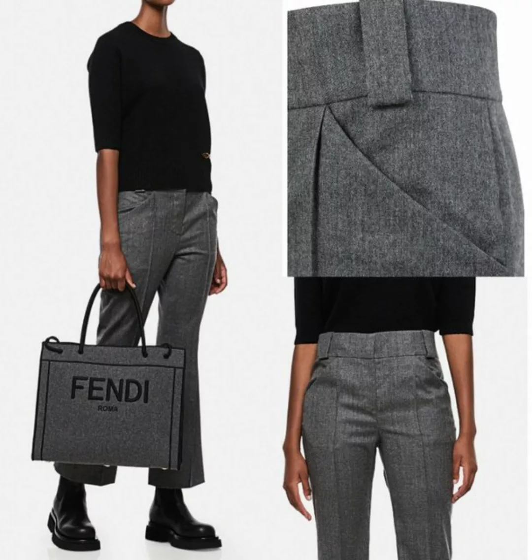 FENDI Stoffhose FENDI ICONIC TAILORED CROPPED FLARED SUIT PANTS TROUSERS AN günstig online kaufen