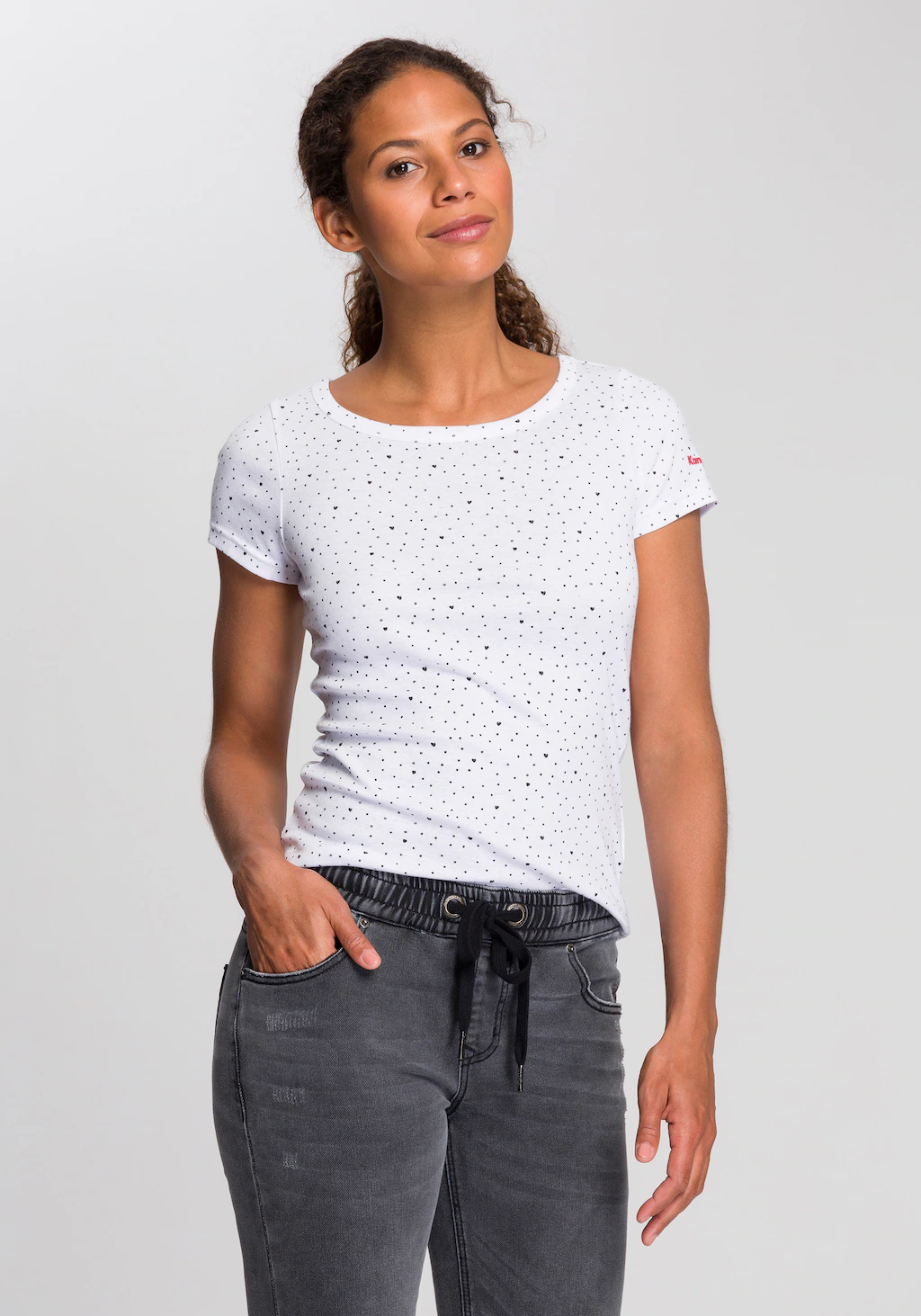 KangaROOS T-Shirt mit Herz-Pünktchen Allover-Print günstig online kaufen