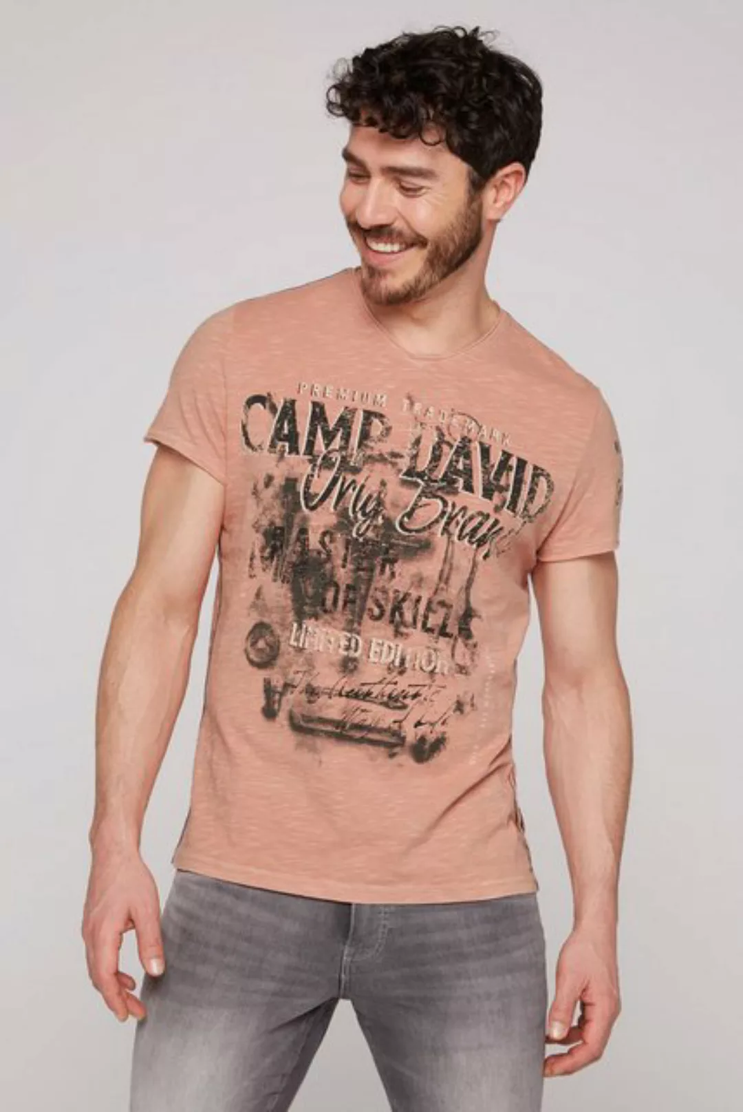 CAMP DAVID V-Shirt mit offenen Kanten günstig online kaufen