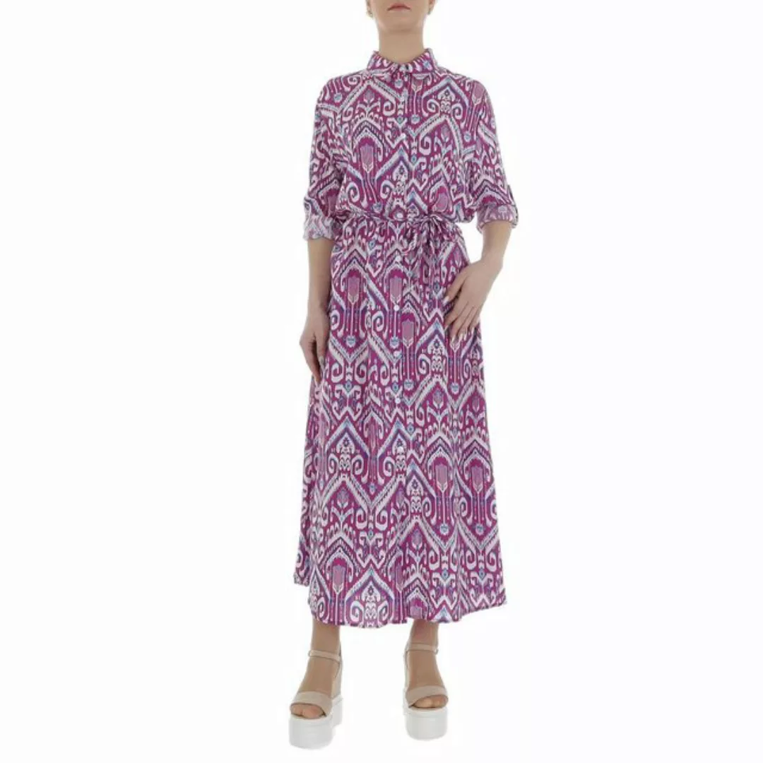 Ital-Design Maxikleid Damen Freizeit (85885242) Ornamente Blusenkleid in Pi günstig online kaufen