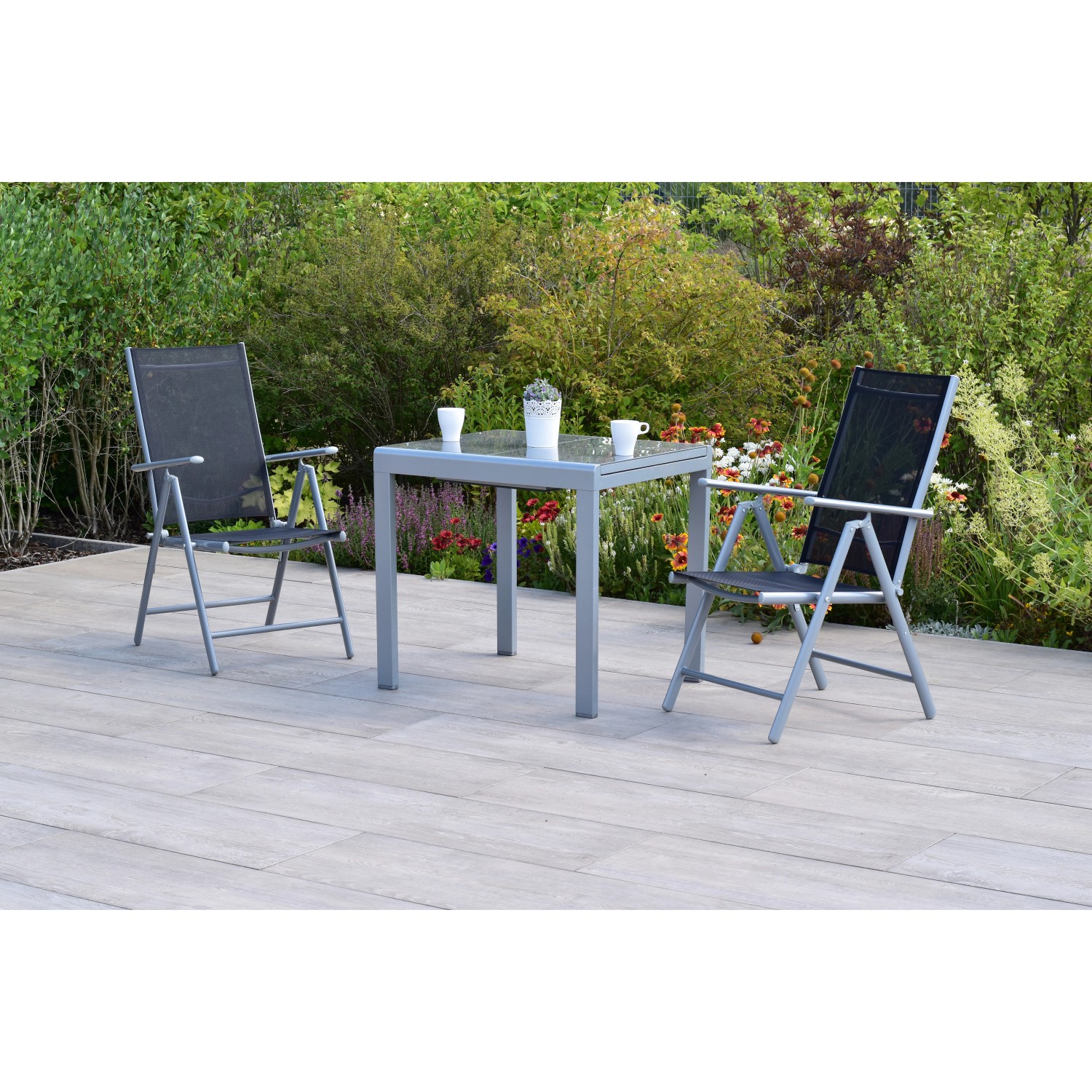 Merxx Amalfi Set 3-tlg. 2 Klappsessel Gartentisch Auszieh 80 (120)x70cm Sch günstig online kaufen