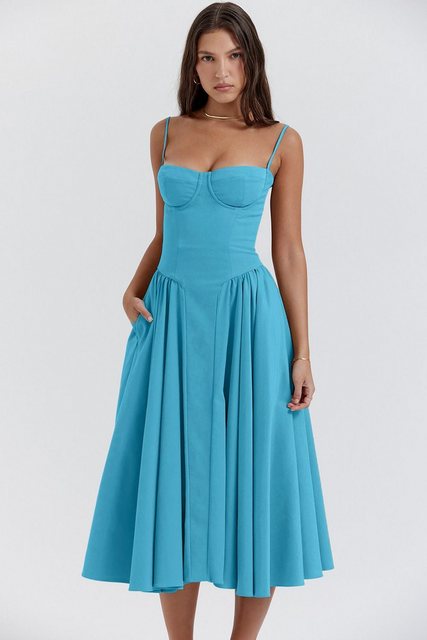 saburona A-Linien-Kleid Langes ärmelloses Kleid im Retro-Stil für Damen günstig online kaufen