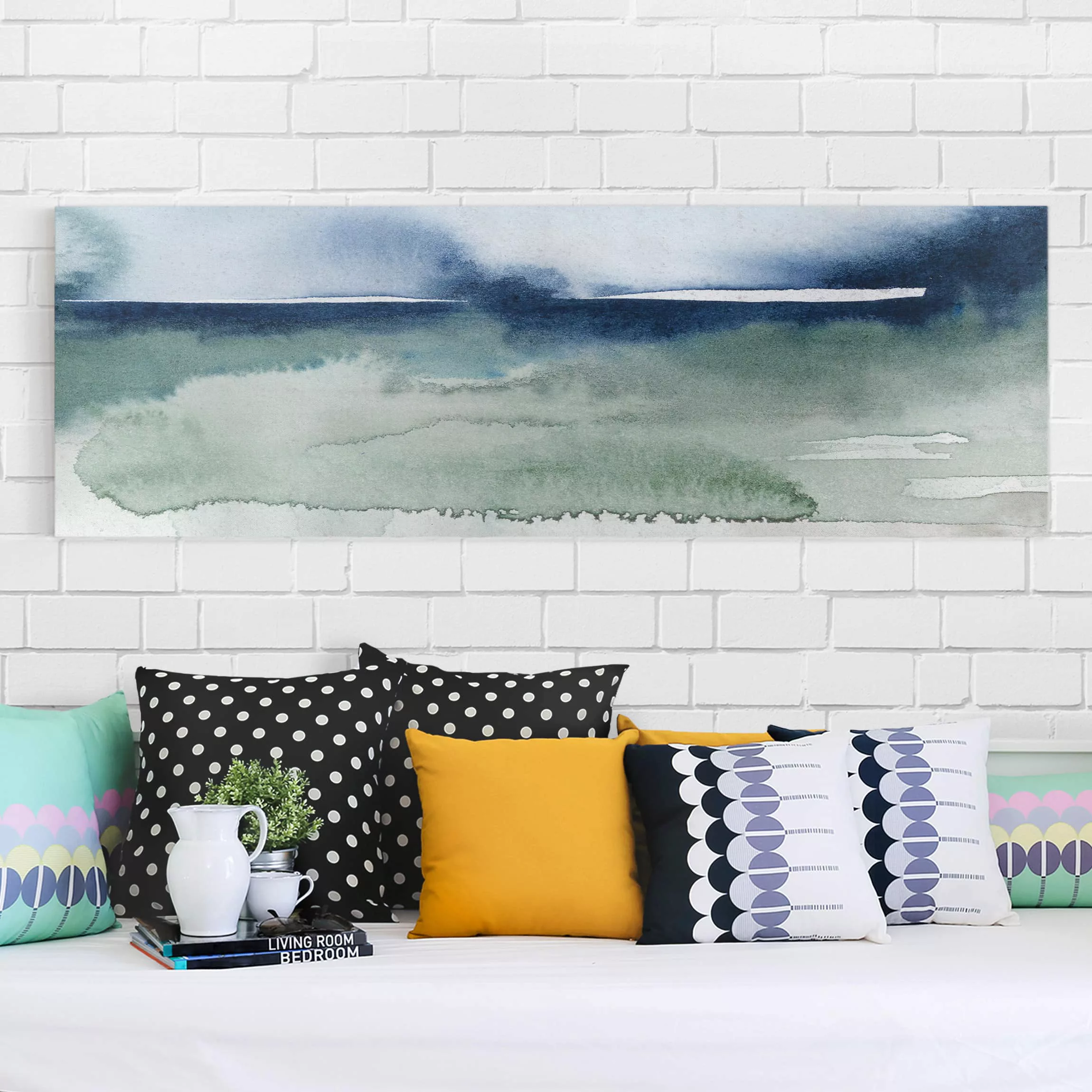 Leinwandbild Abstrakt - Panorama Meereswogen I günstig online kaufen