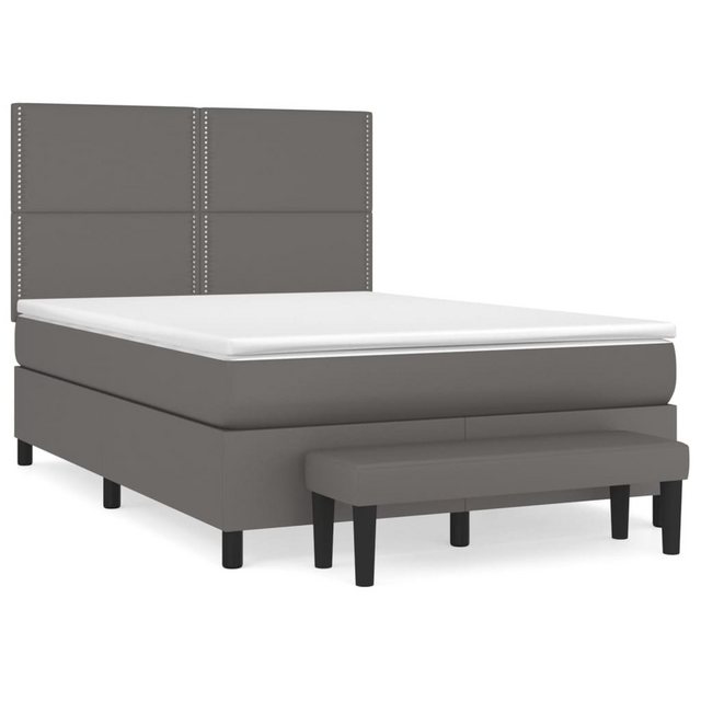 vidaXL Boxspringbett Boxspringbett mit Matratze und Fusshocker Kunstleder ( günstig online kaufen