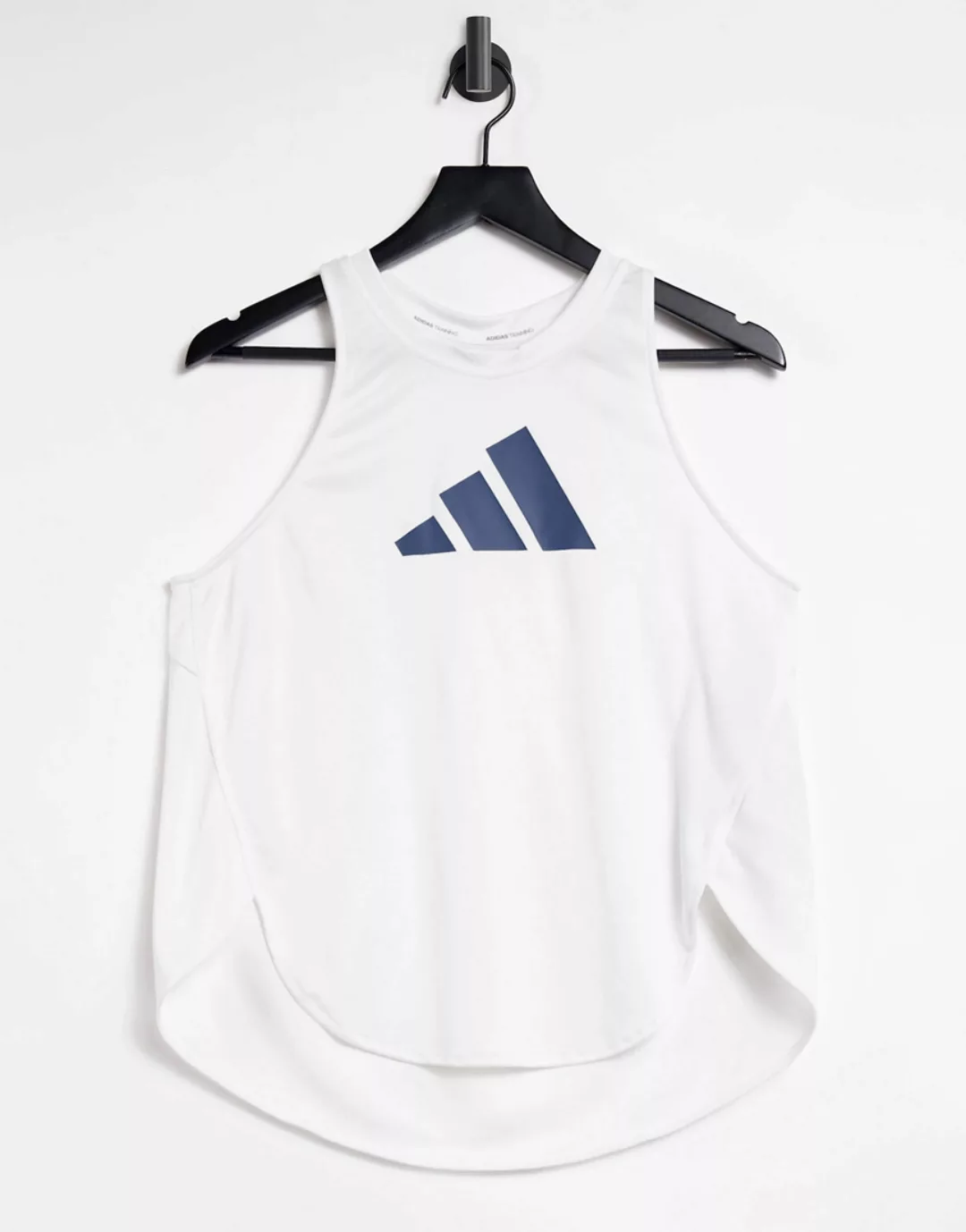 adidas Training – Weißes Tanktop mit 3 Streifen Logo günstig online kaufen