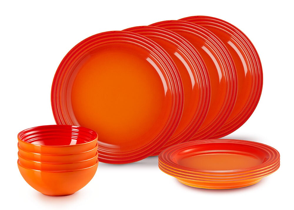 Le Creuset 12-teiliges Geschirrset Steinzeug Ofenrot günstig online kaufen