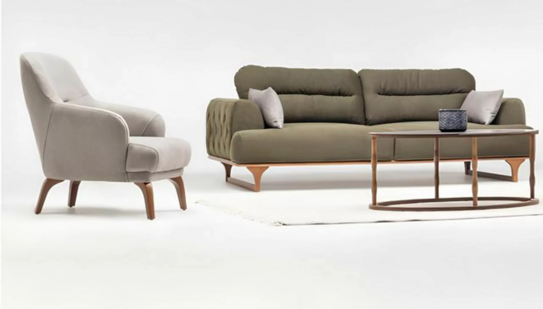 Xlmoebel Sofa Vollständiges Stoffsofa Set mit einem Dreisitzer-Sofa, Sessel günstig online kaufen